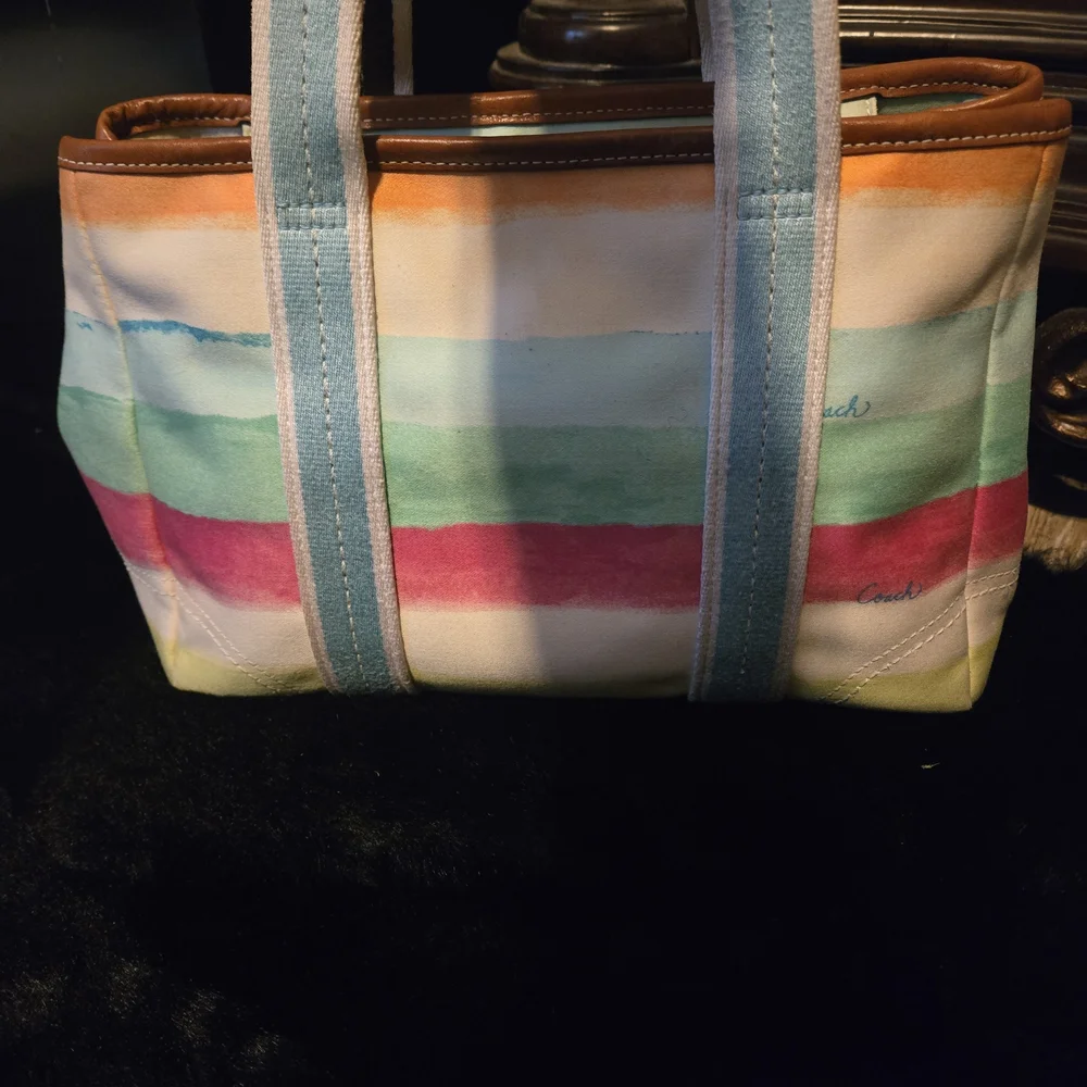 Coach Hampton Sm Tote Multi Color Stripe #10025